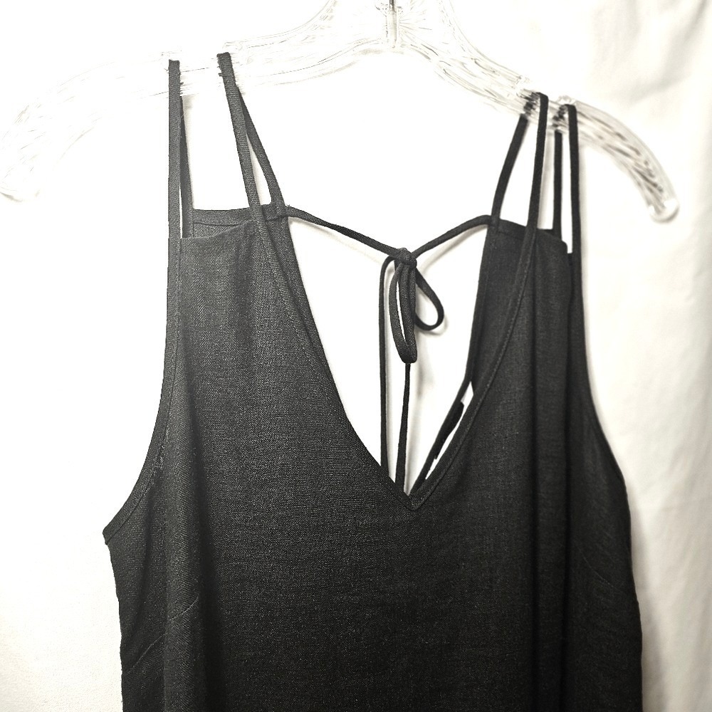 BCBGeneration Womens Black Linen Blend Sleeveless Mini Dress Beach Cover-up - Picture 3 of 8